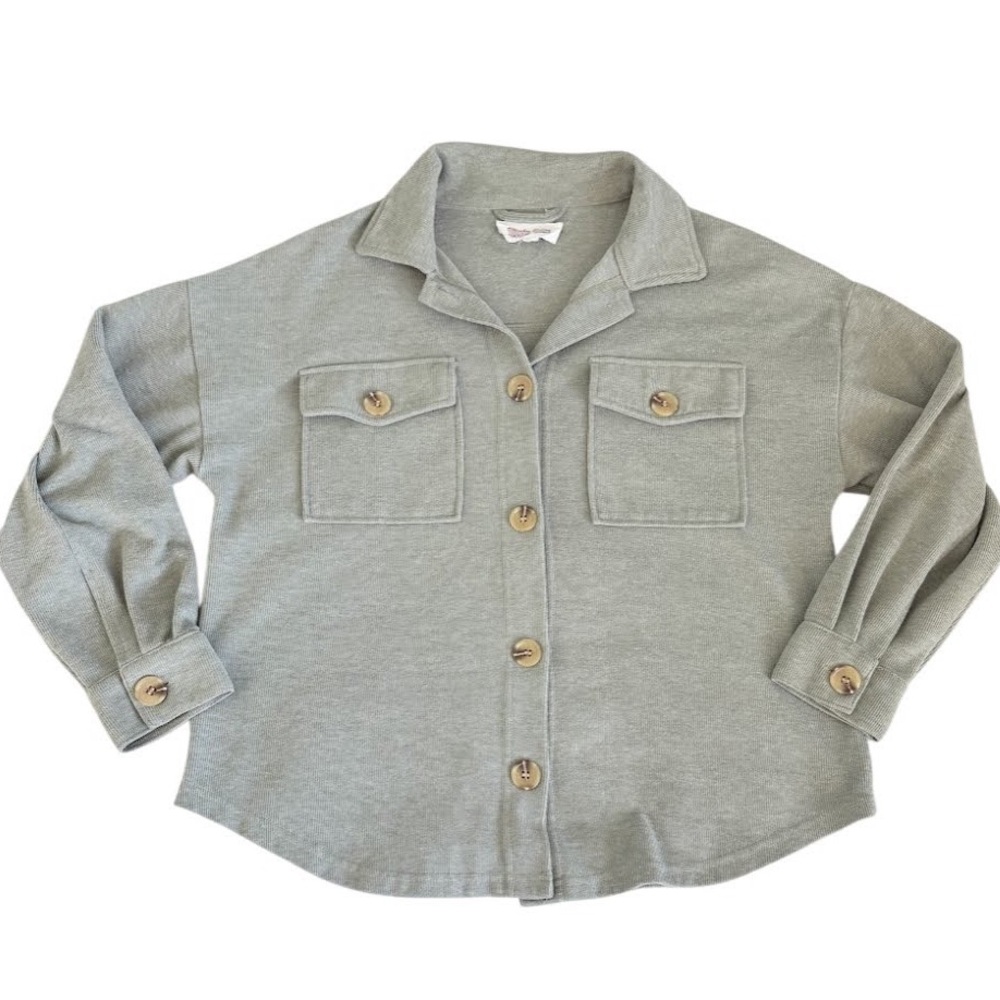 Hippie Rose Oversized Button Down Shirt Shacket Sage Green Lightweight XS - Picture 8 of 10